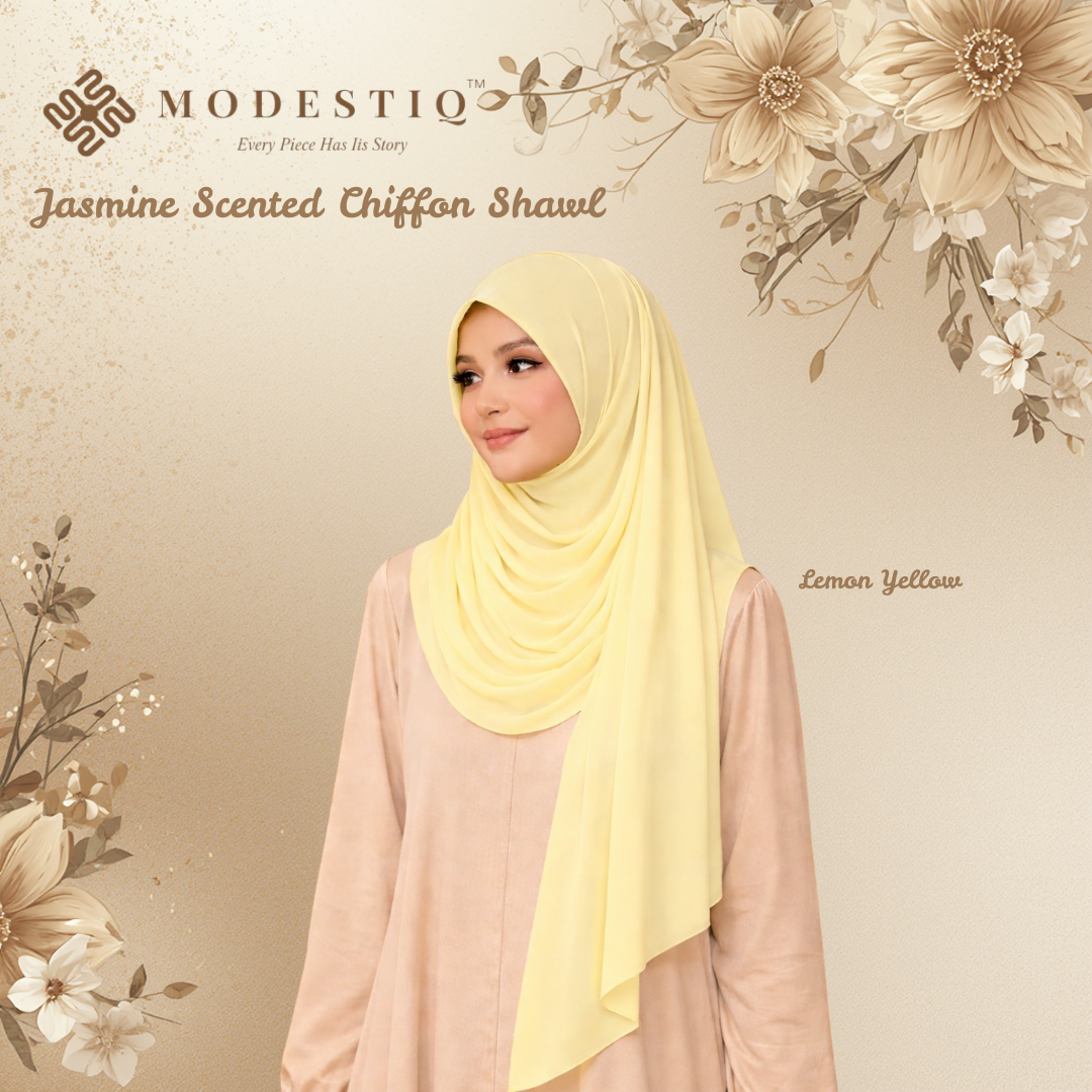 Jasmine Essence Limited Edition Chiffon Shawl IN Lemon Yellow