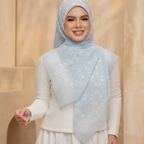 Whispering Breeze Premium Cotton Voile Printed Square - Maya Blue