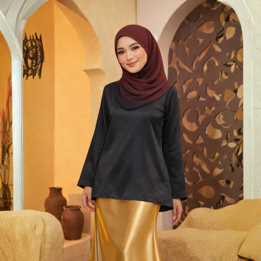 Lumina Ombre Chiffon Shawl in Red-Black