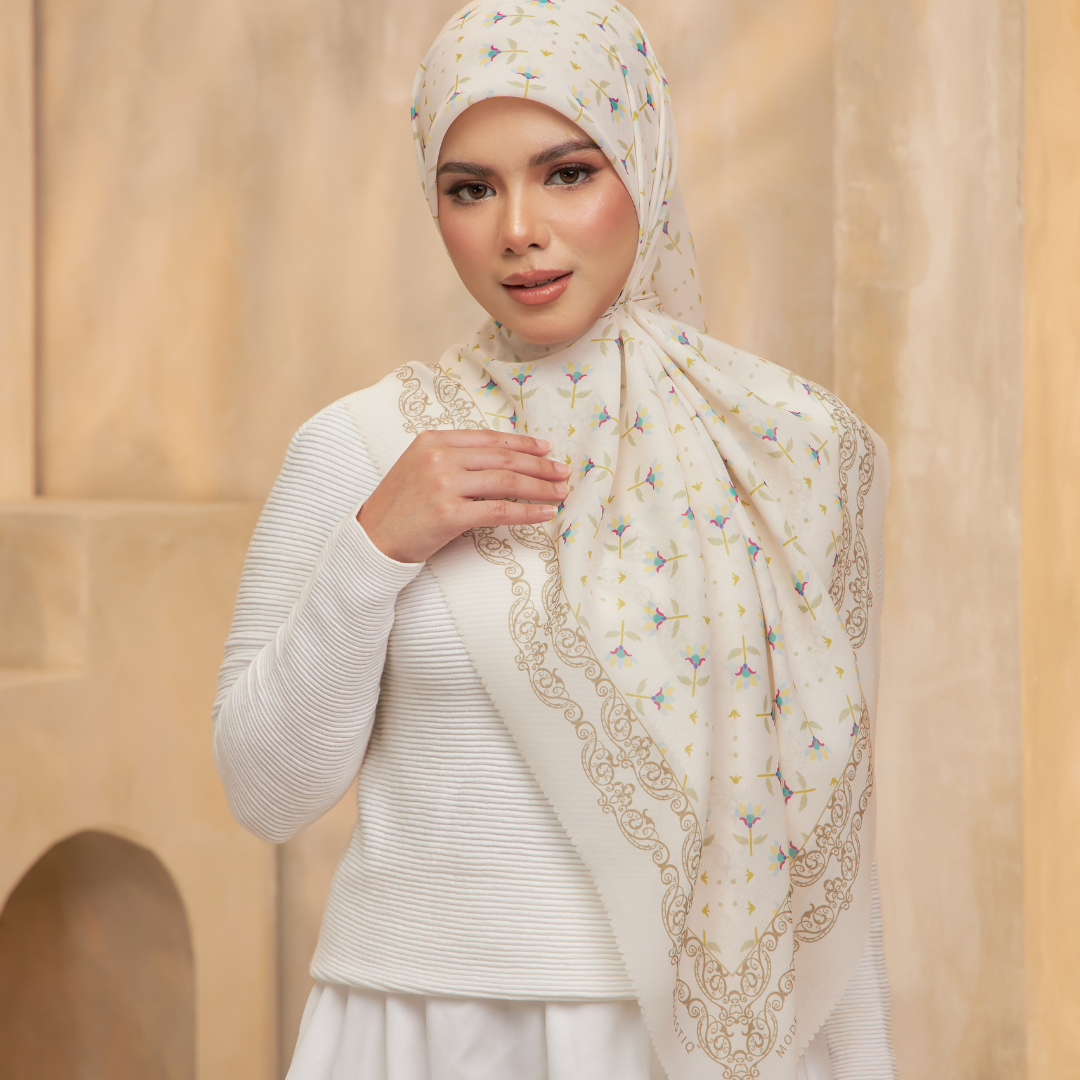 Whispering Breeze Premium Cotton Voile Printed Square - Wheat