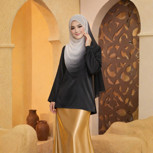 Lumina Ombre Chiffon Shawl in White-Black
