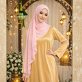 Zayra Gold Chain Organza Shawl in Light Pink