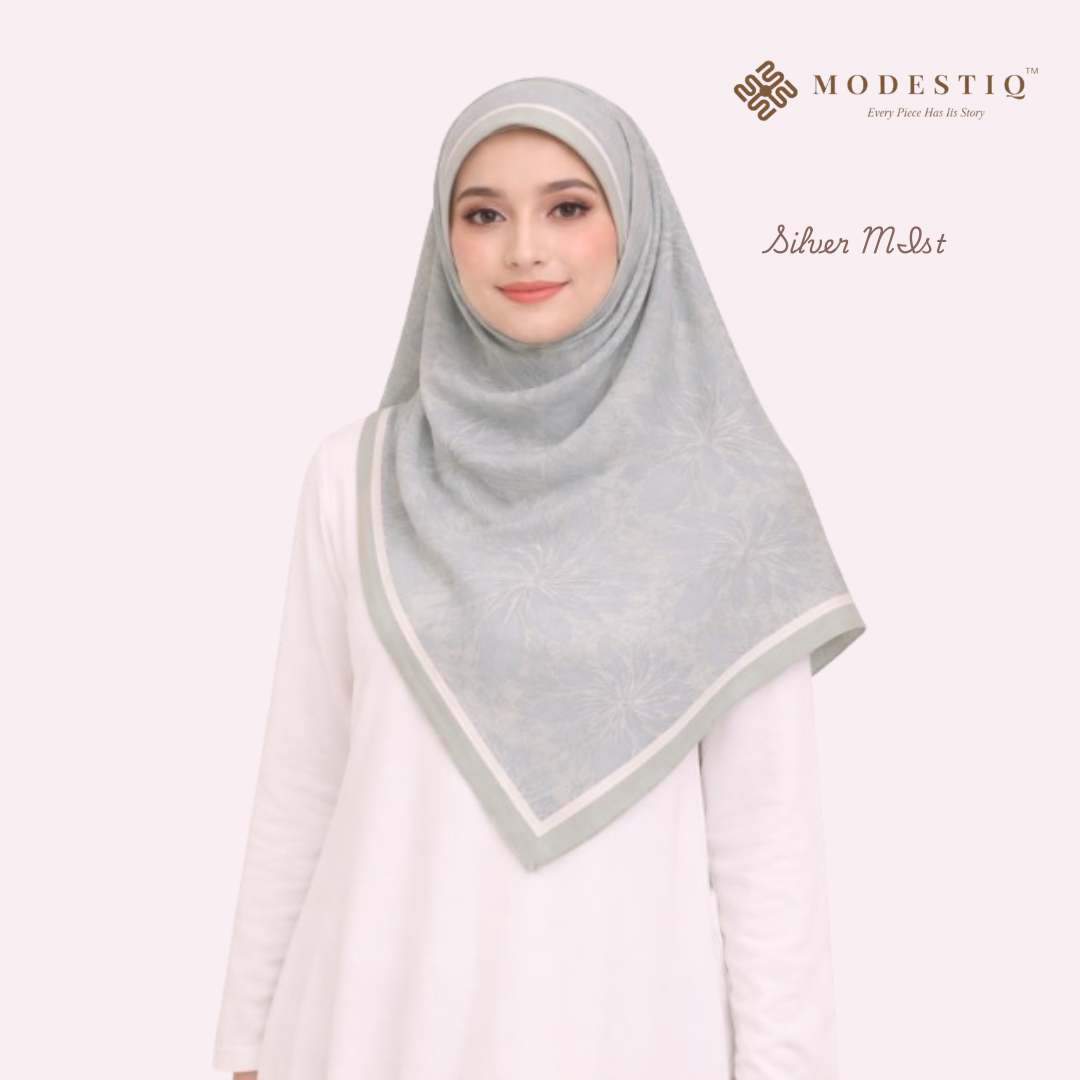 Botantical Whsiper Premium Cotton Bawal IN Silver MIst