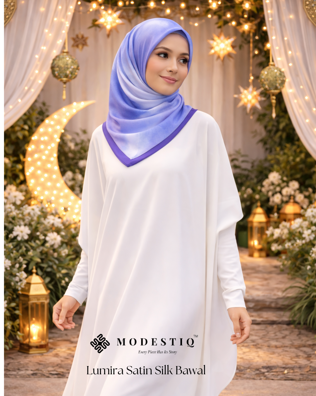 Lumira Satin SIlk Bawal IN Lavender