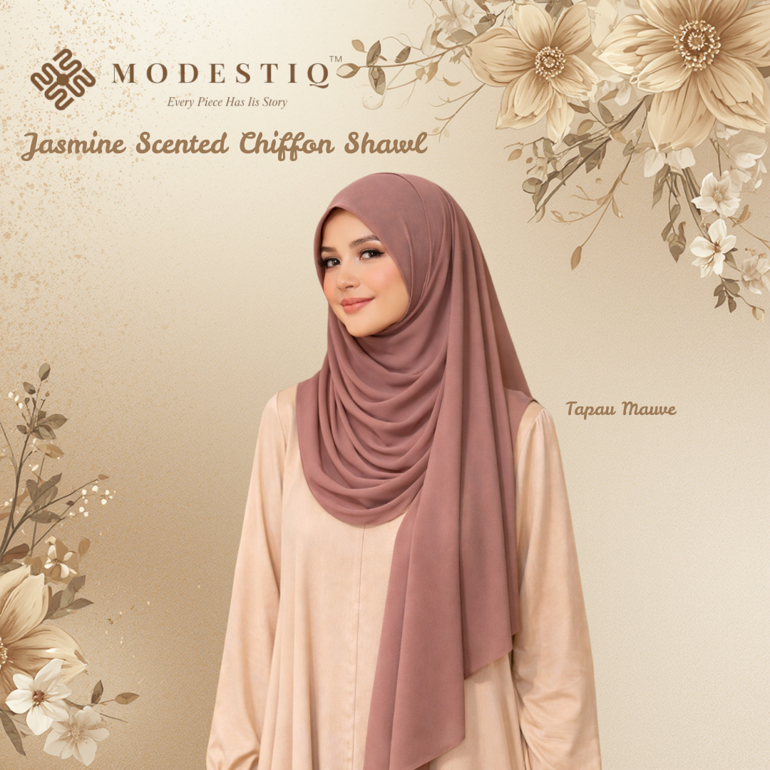 Jasmine Essence Limited Edition Chiffon Shawl IN Taupe Mauve