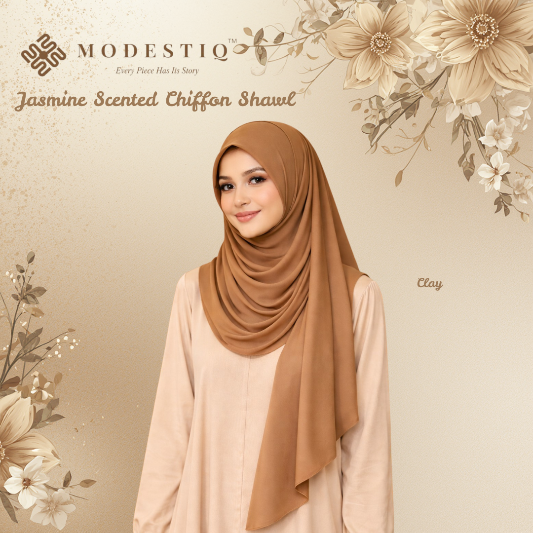 Jasmine Essence Limited Edition Chiffon Shawl IN Clay