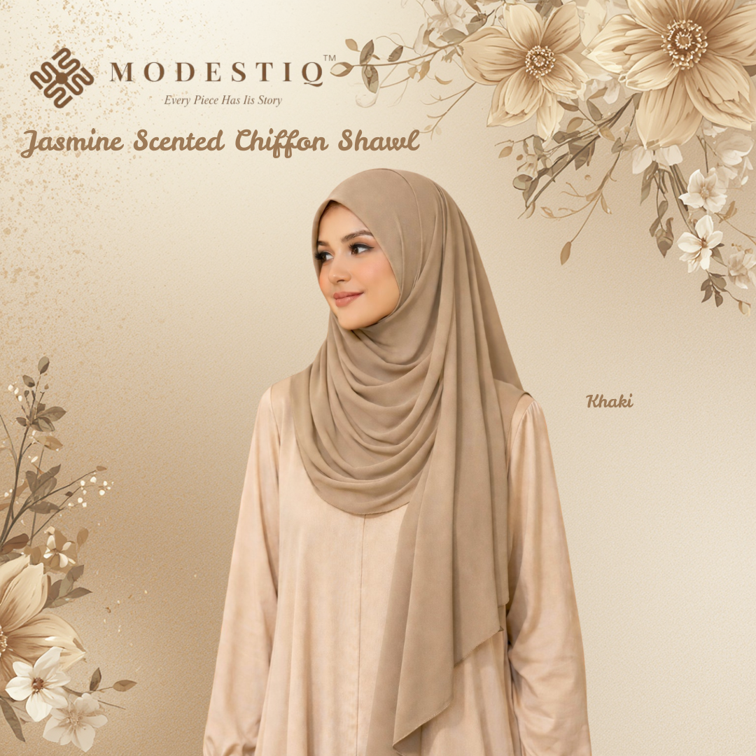 Jasmine Essence Limited Edition Chiffon Shawl IN Khaki
