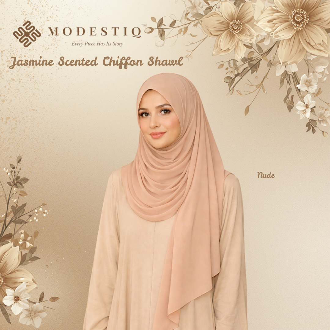 Jasmine Essence Limited Edition Chiffon Shawl IN Nude