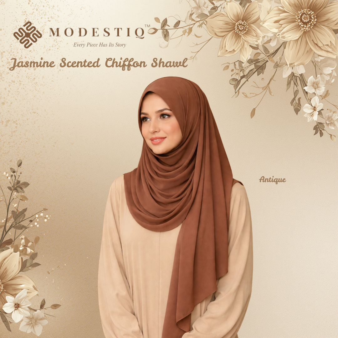 Jasmine Essence Limited Edition Chiffon Shawl IN Antique