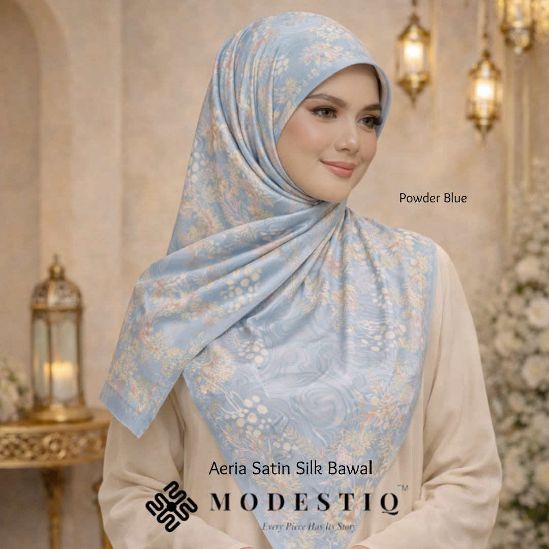 Aeria Satin Silk Bawal IN Powder Blue