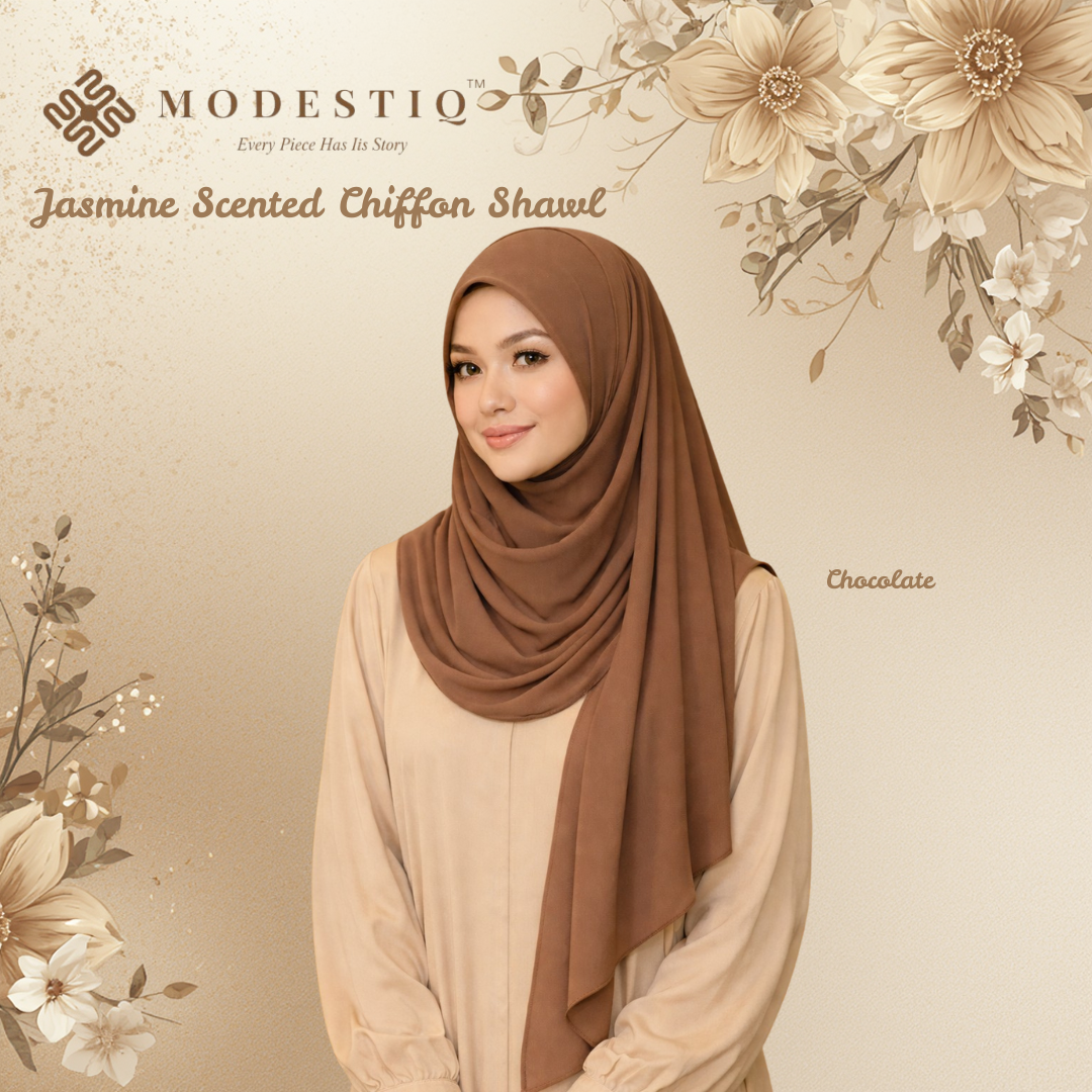 Jasmine Essence Limited Edition Chiffon Shawl IN Chocolate