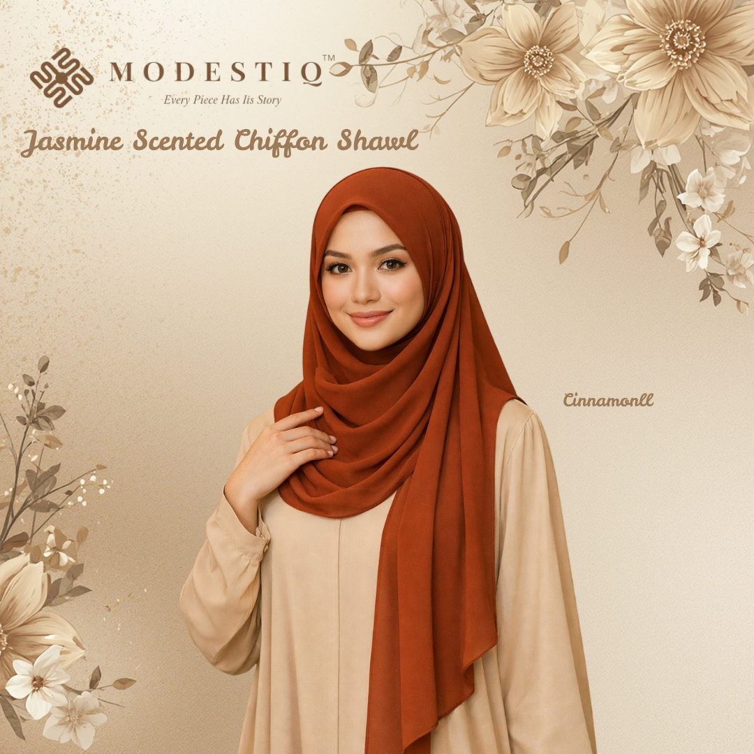 Jasmine Essence Limited Edition Chiffon Shawl IN Cinnamon