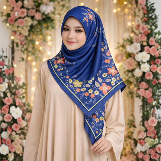 Reverie Satin Silk Bawal IN Deep Royal Blue