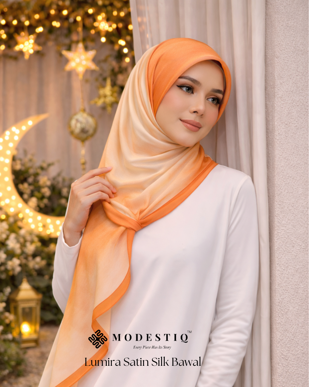 Lumira Satin SIlk Bawal IN Orange
