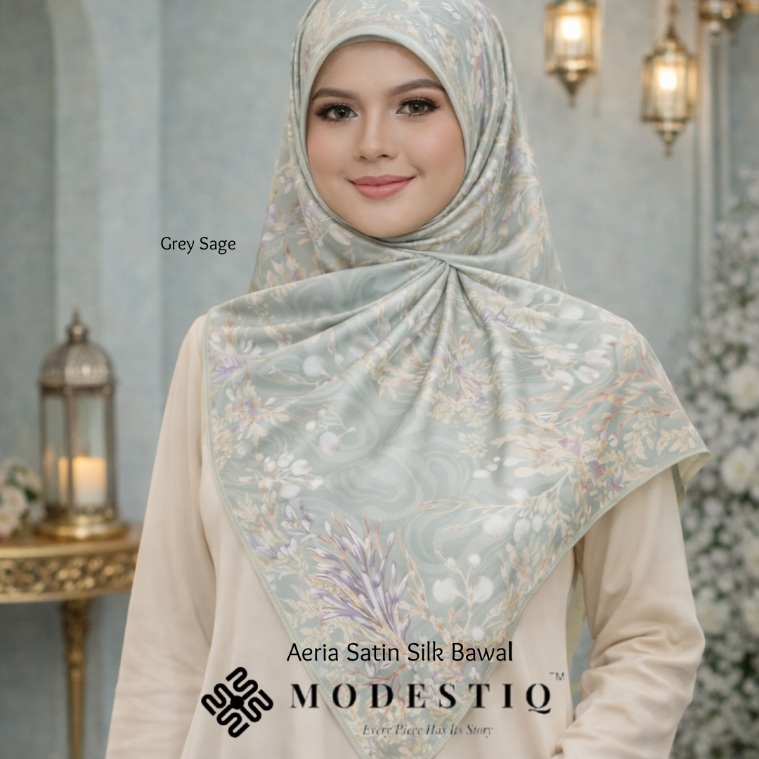 Aeria Satin Silk Bawal IN Grey Sage