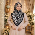 Luna Swirl Satin Silk Bawal IN Jet Black