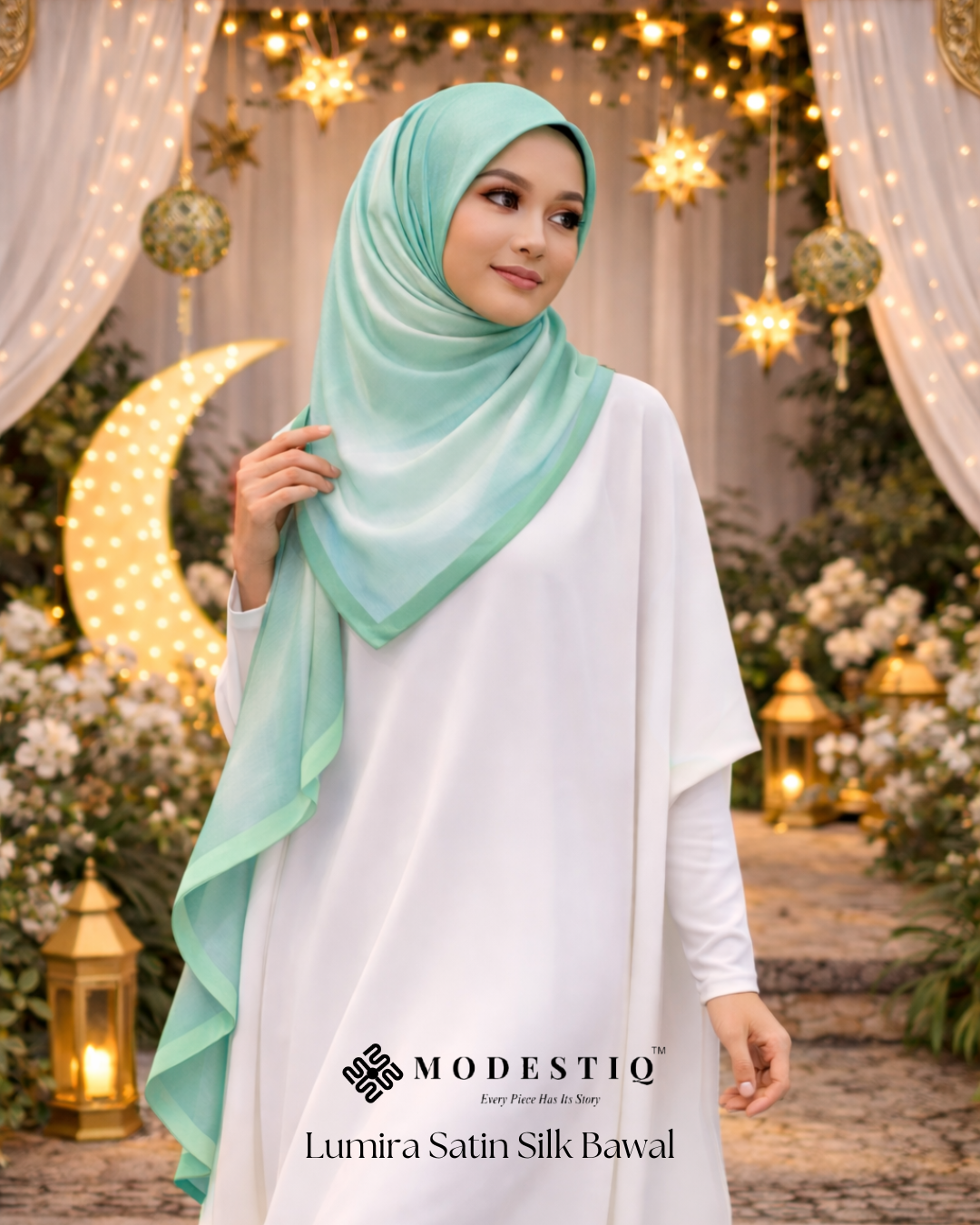 Lumira Satin SIlk Bawal IN Mint Green
