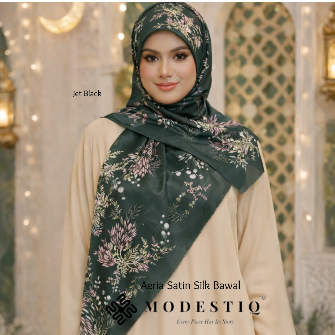 Aeria Satin Silk Bawal IN Jet Black