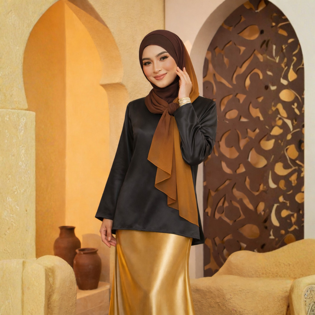 Lumina Ombre Chiffon Shawl in Dark Brown- Brown