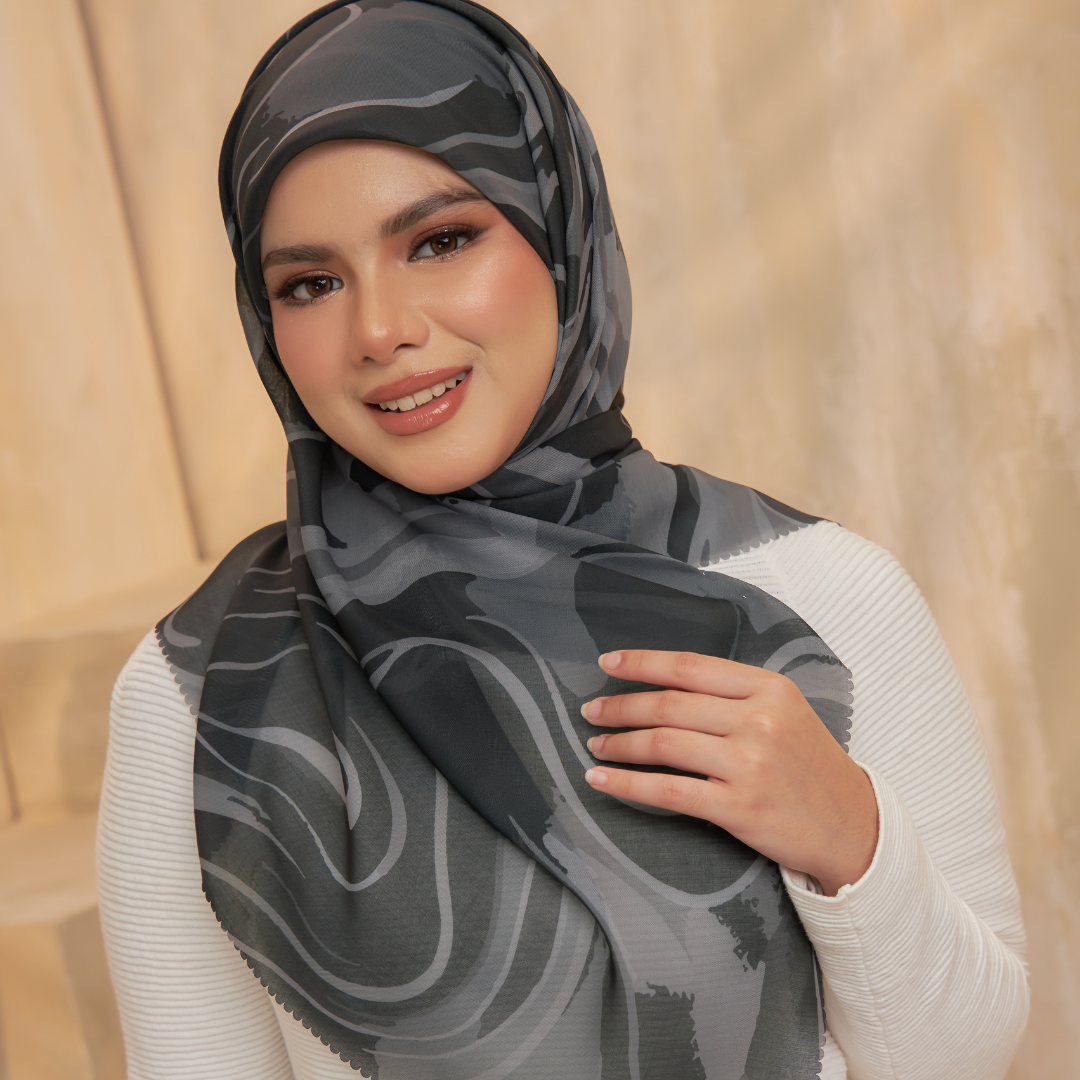 Marbella Premium Cotton Voile Bawal Jet Black