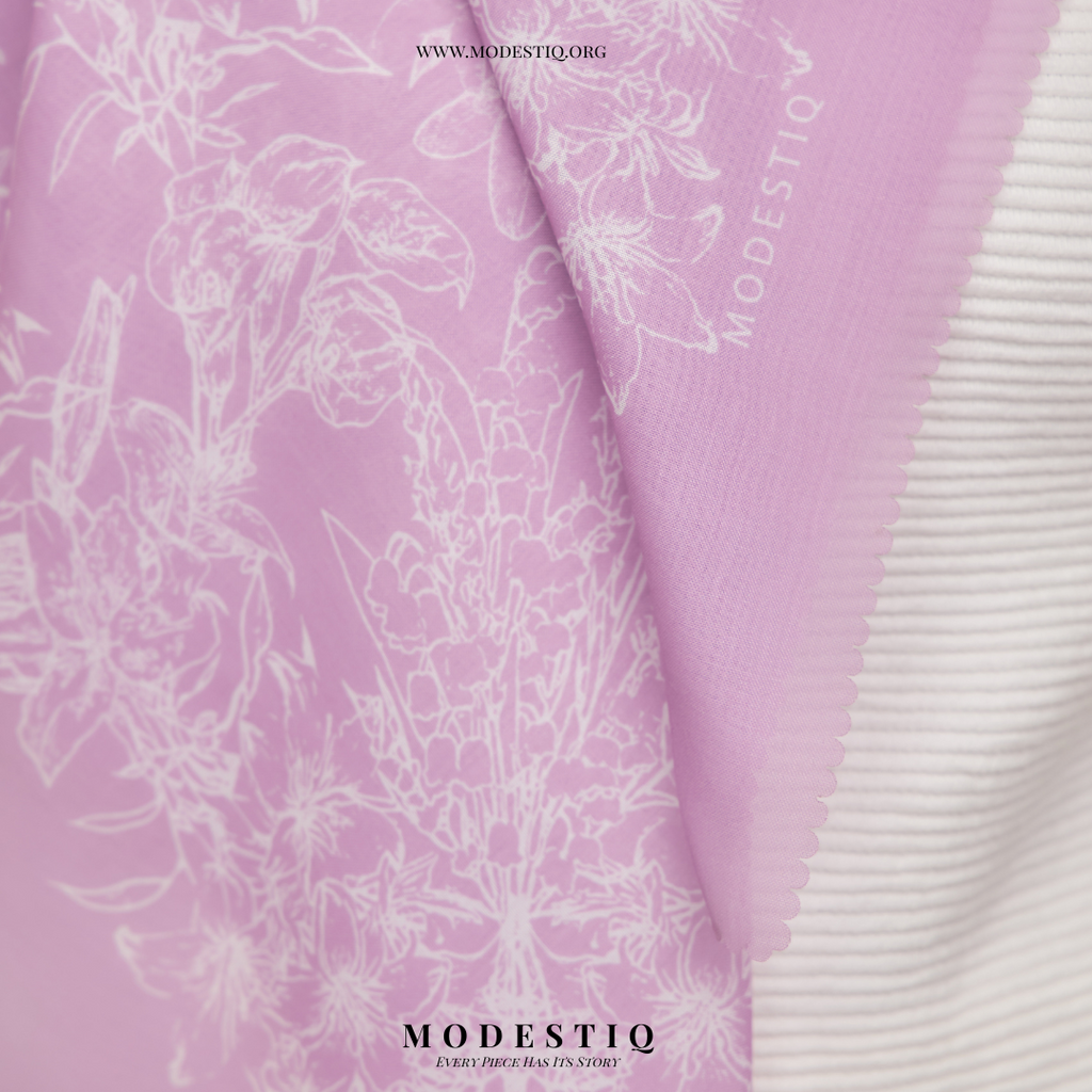 Floral Serenade Premium Cotton Voile Bawal - Periwinkle