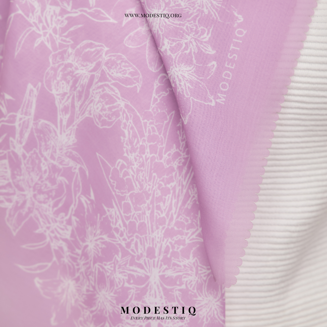 Floral Serenade Premium Cotton Voile Bawal - Periwinkle