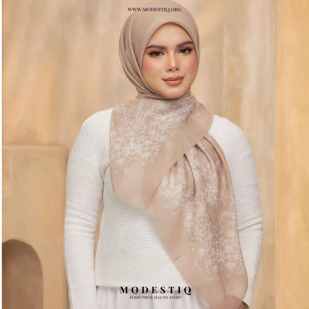 Floral Serenade Premium Cotton Voile - Firewood