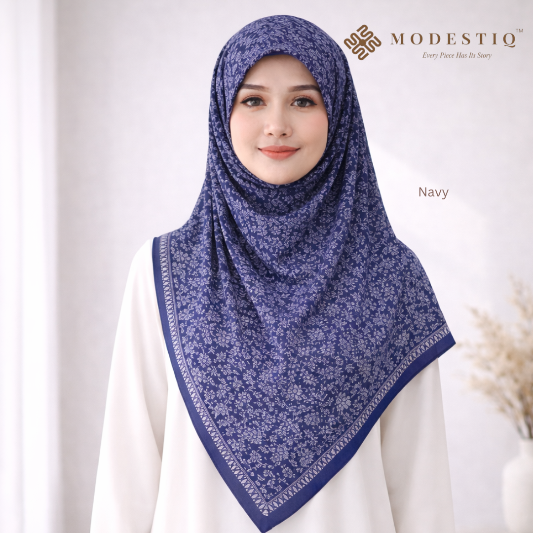 Quiet Blossom Premium Cotton Bawal IN Navy