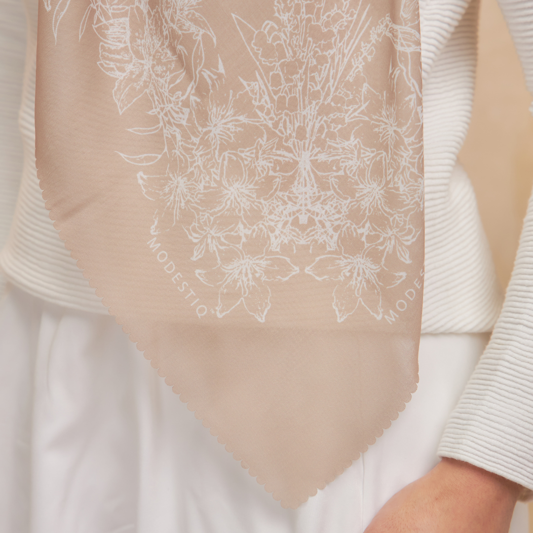 Floral Serenade Premium Cotton Voile - Firewood