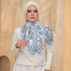 Floral Serenade Premium Cotton Voile Bawal - Pearly White