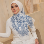 Floral Serenade Premium Cotton Voile Bawal - Pearly White