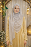 Zayra Gold Chain Organza Shawl in Light Grey