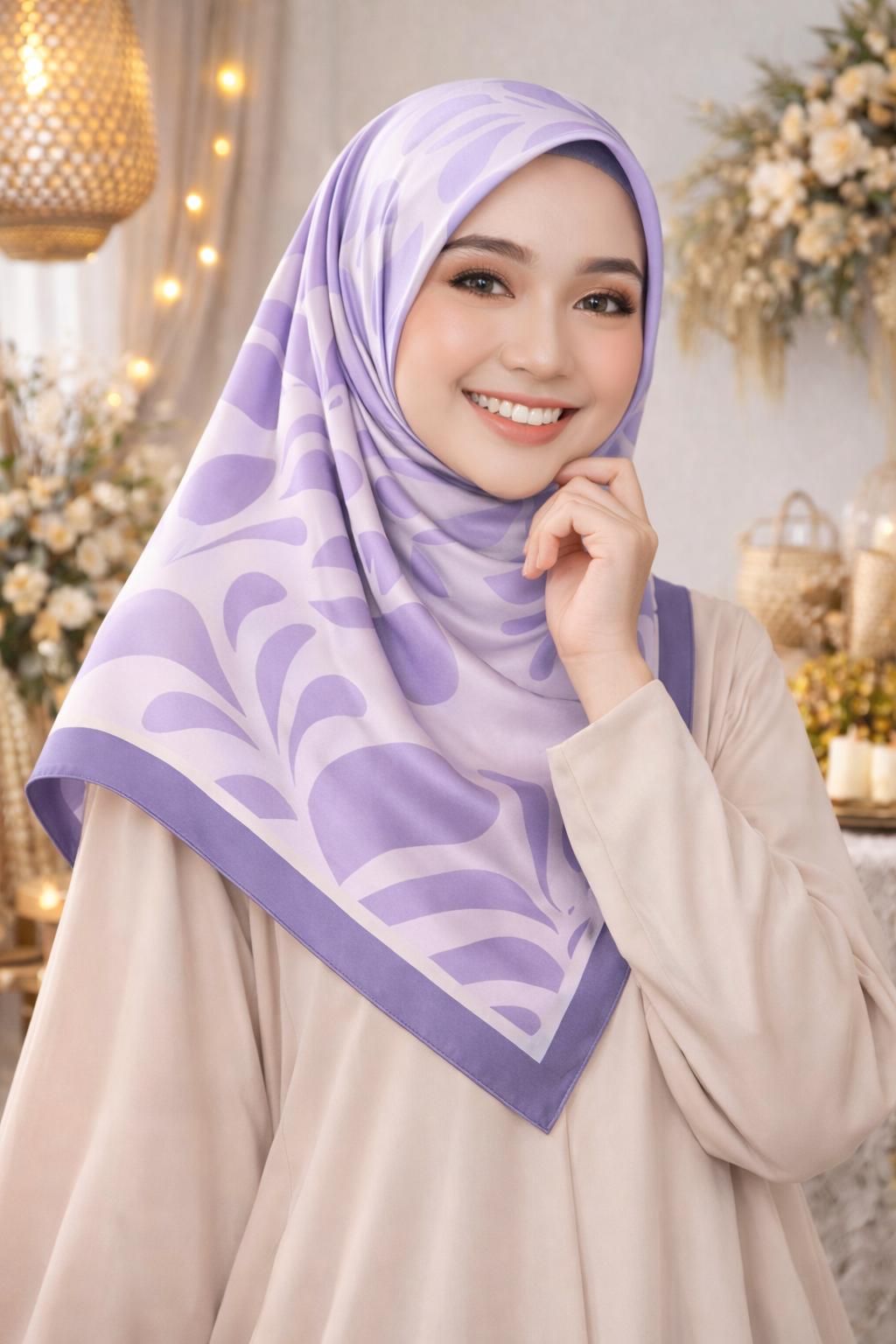 Luna Swirl Satin Silk Bawal IN Deep Periwinkle