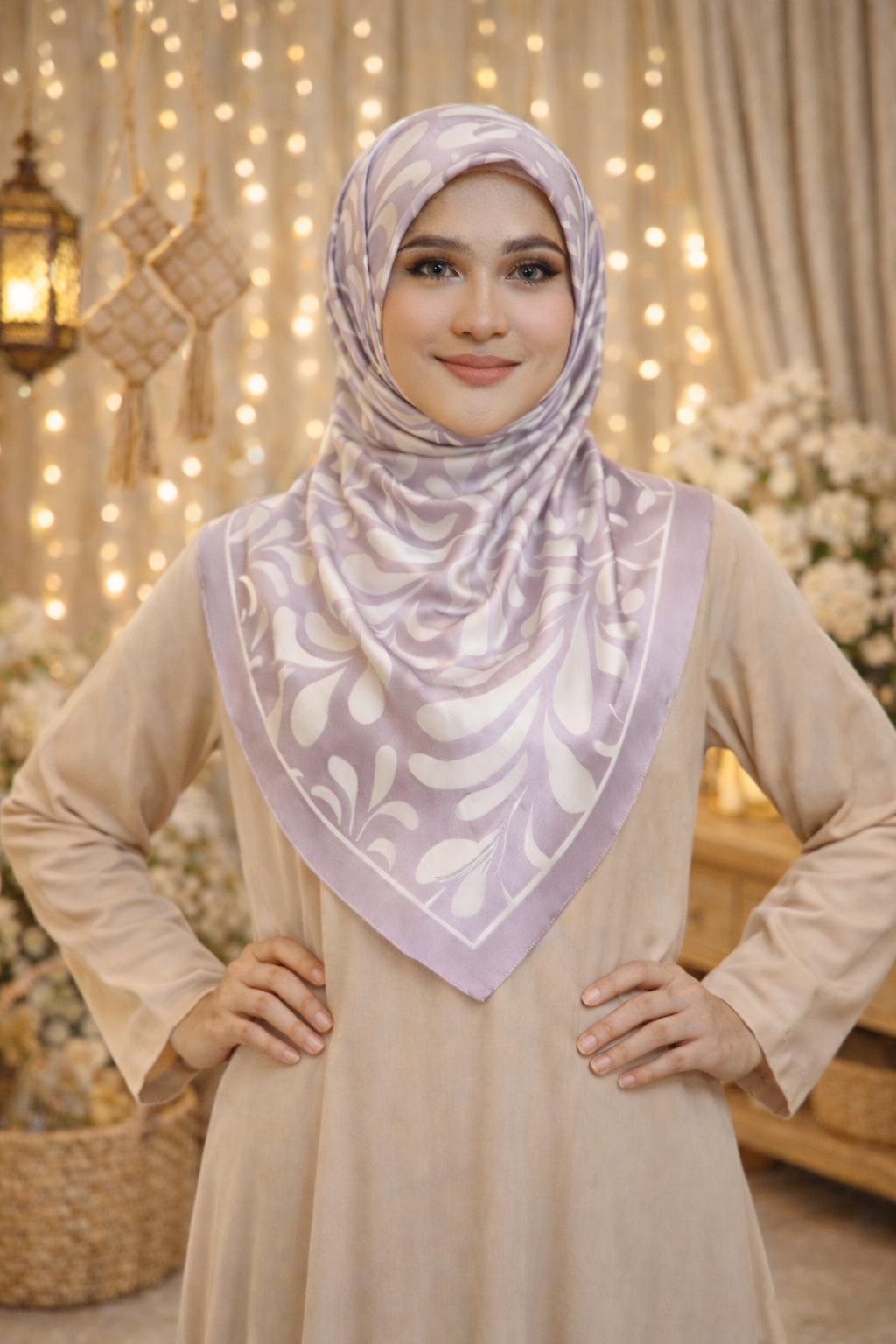 Luna Swirl Satin Silk Bawal IN Light Mauve