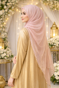Zayra Gold Chain Organza Shawl in Dusty Pink
