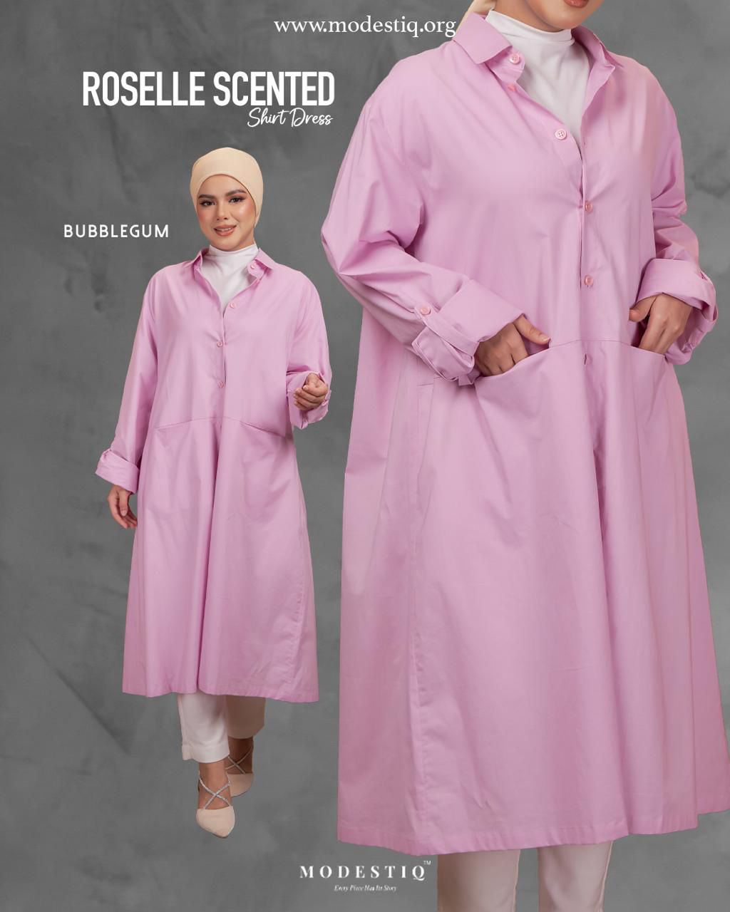 Roselle Scented Shirt Dress in Bubblegum