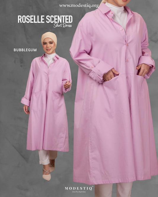 Roselle Scented Shirt Dress in Bubblegum
