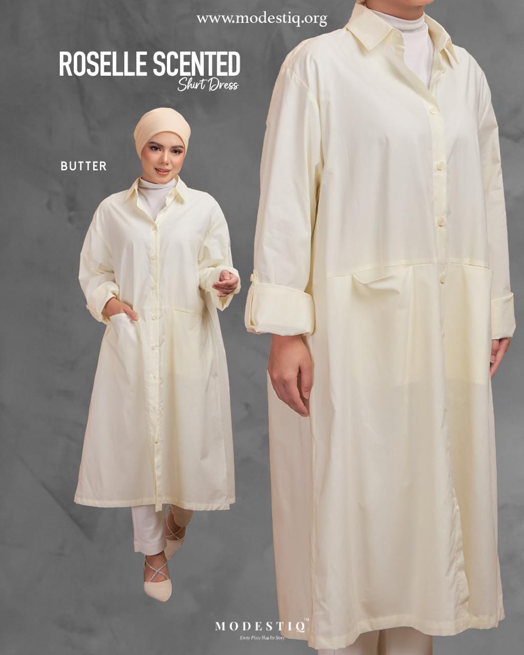 Roselle Scented Shirt Dress in Butter