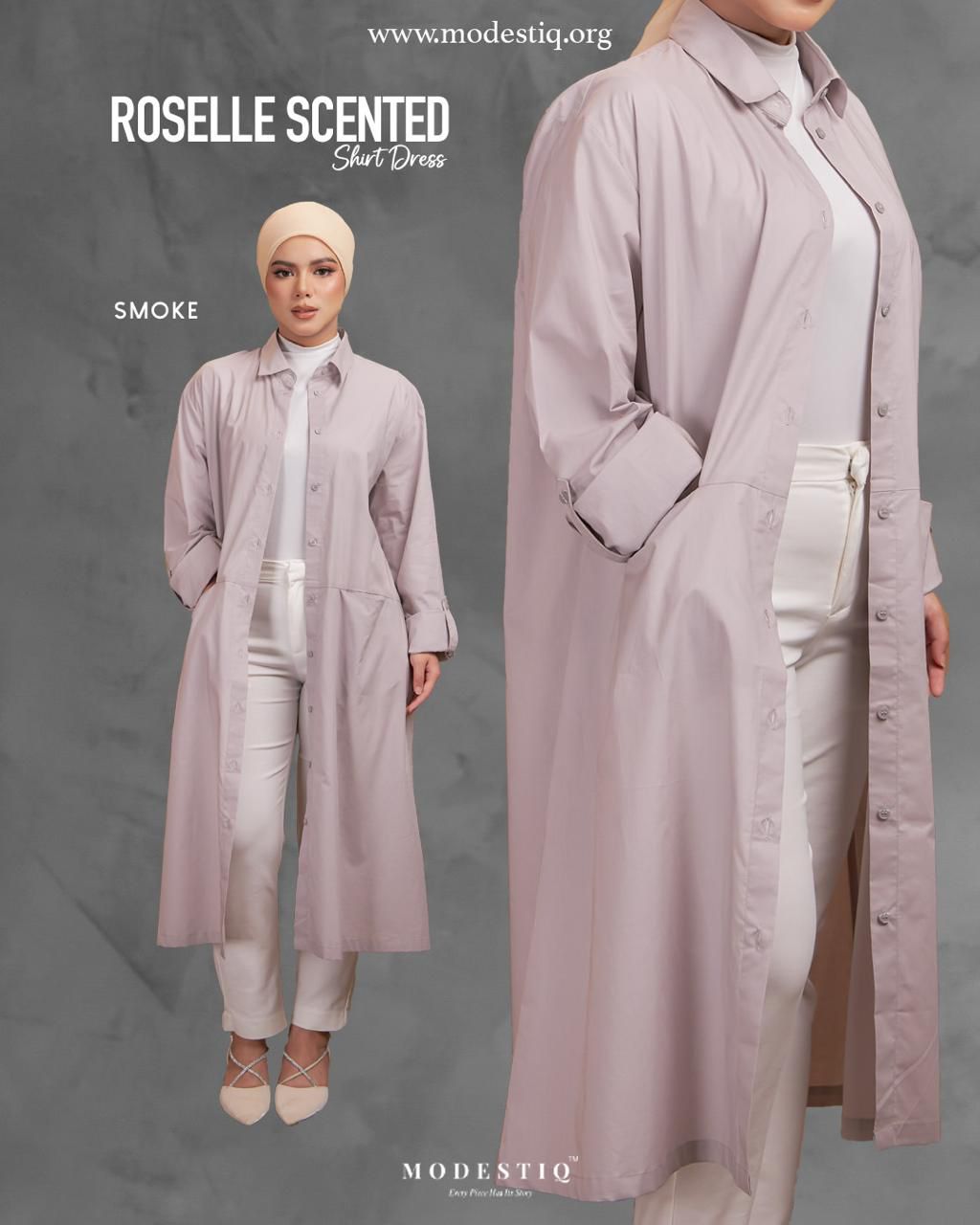 Roselle Scented Shirt Dress in Smoke