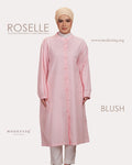 Roselle Scented Mandarin Collar Midi Dress in Blush