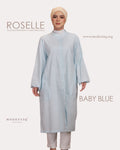 Roselle Scented Mandarin Collar Midi Dress in Baby Blue