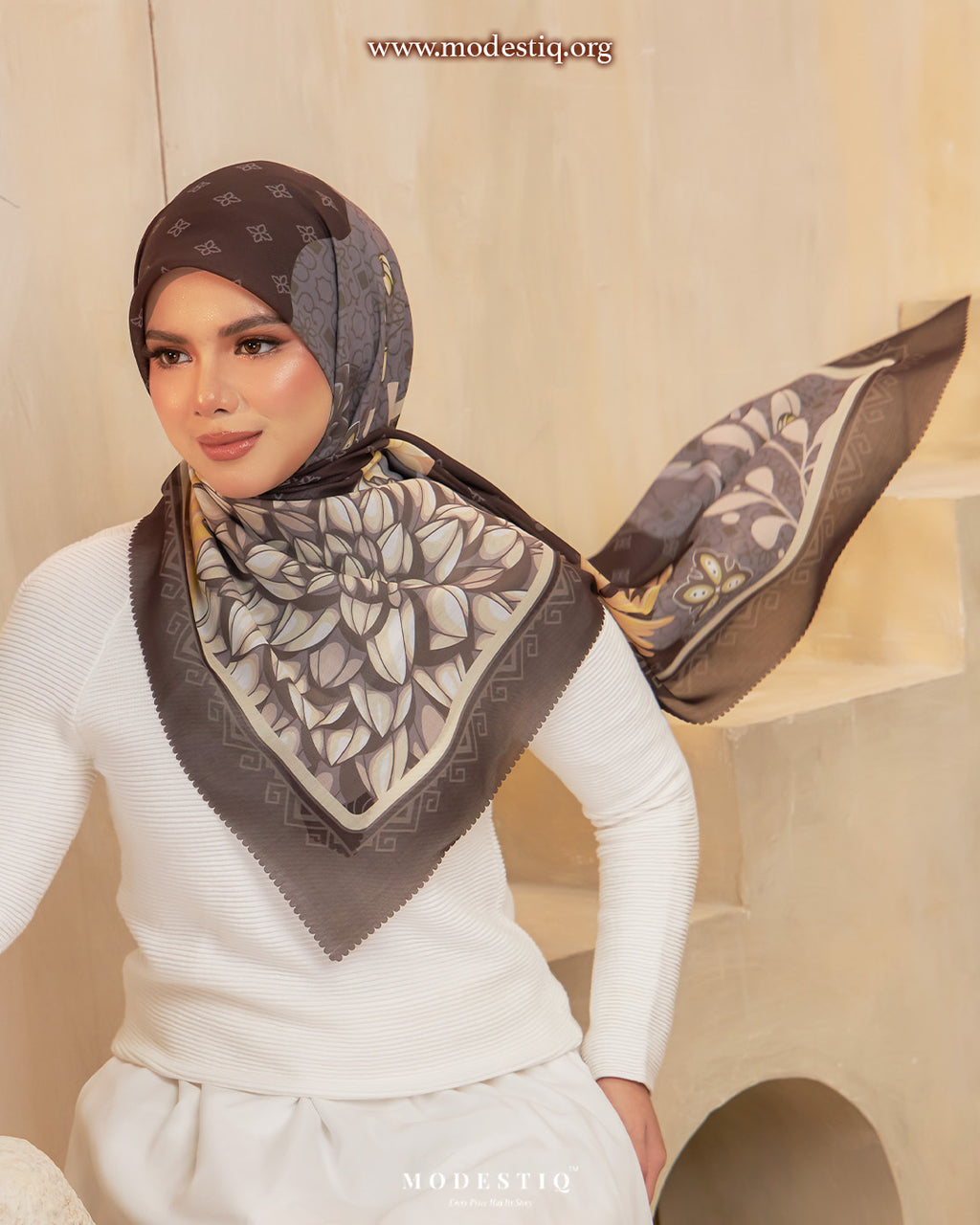 Modestiq Secret Garden Printed Premium Cotton Voile in Jet Black