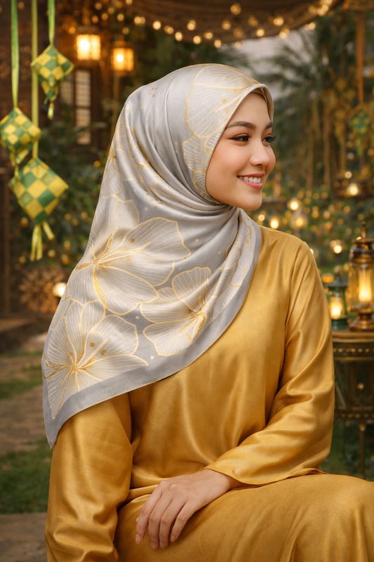 Aurelia Satin Silk Bawal IN Light Grey