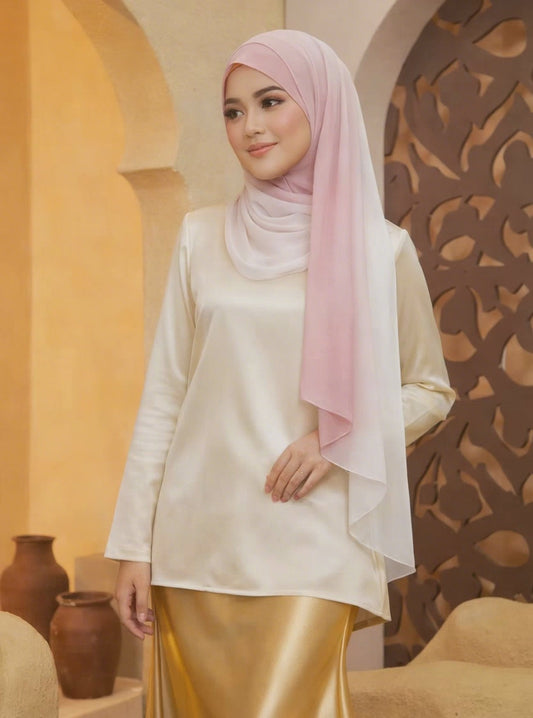 Lumina Ombre Chiffon Shawl in White to Light Pink