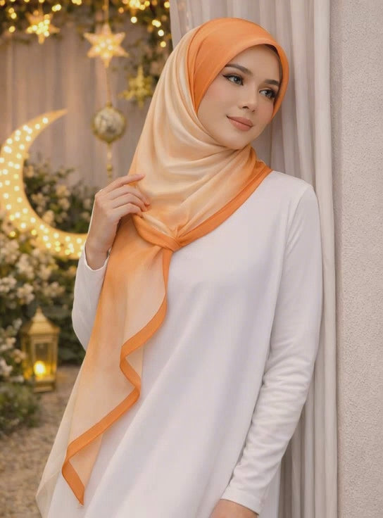 Lumira Satin SIlk Bawal IN Orange