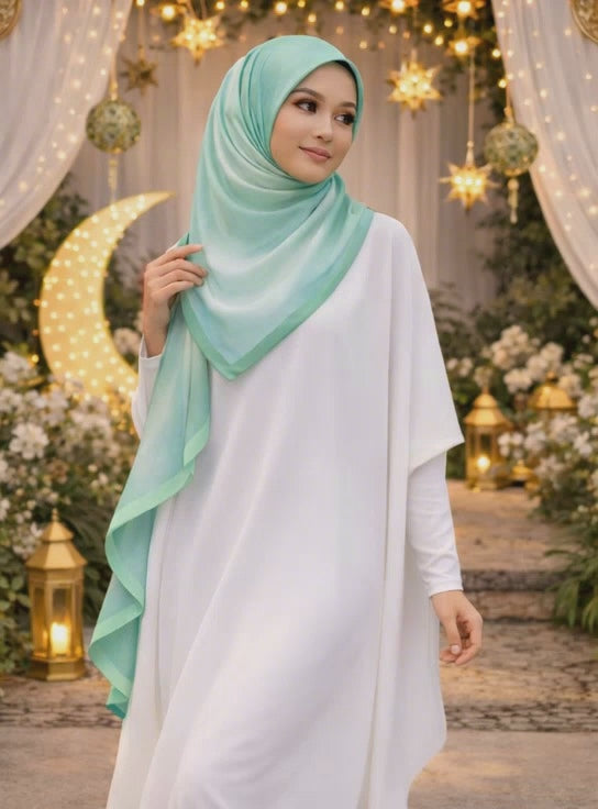 Lumira Satin SIlk Bawal IN Mint Green